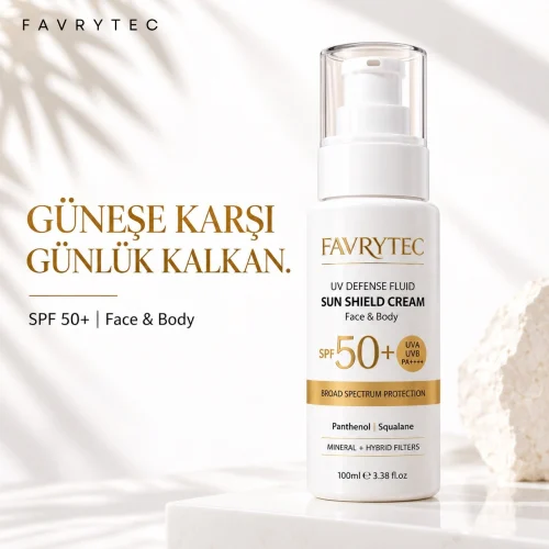 UV Defense Fluid Sun Shield Cream – SPF 50+ Hibrit Filtreli Güneş Kremi