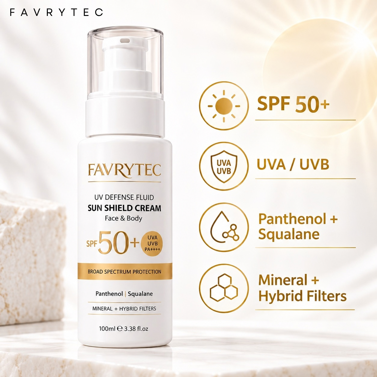 UV Defense Fluid Sun Shield Cream – SPF 50+ Hibrit Filtreli Güneş Kremi - Görsel 3
