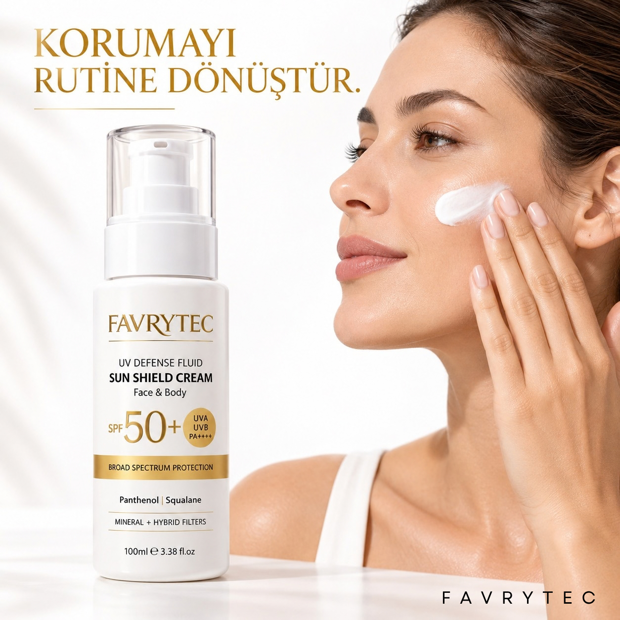 UV Defense Fluid Sun Shield Cream – SPF 50+ Hibrit Filtreli Güneş Kremi - Görsel 4